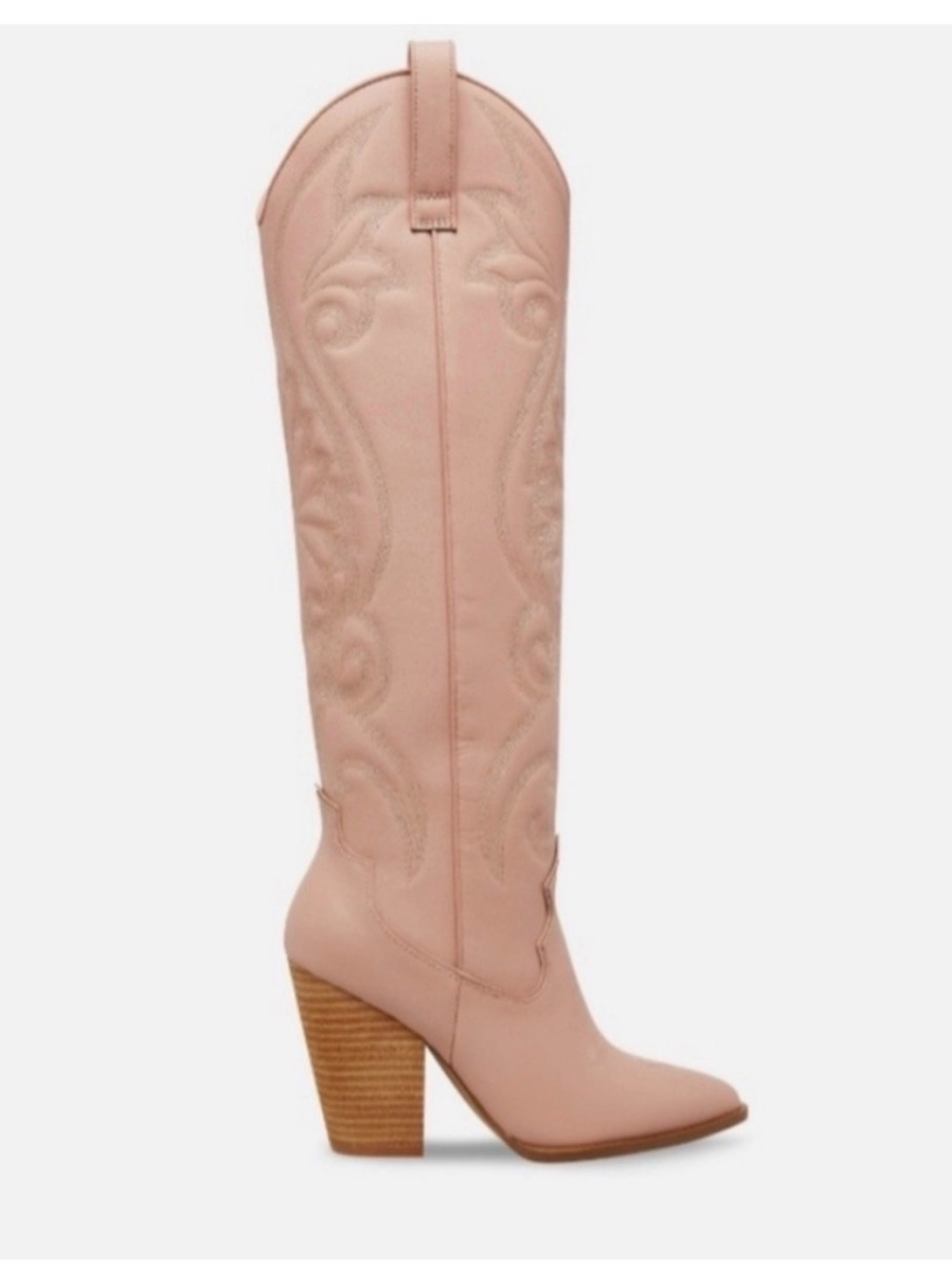Steve Madden Tall Western Heeled Boot in Blush Pink